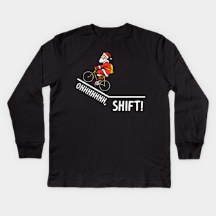 Funny Bicycle Santa Rider Oh Shift Kids Long Sleeve T-Shirt